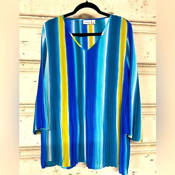 Kim Rogers Curvy 3/4 sleeve bold stripe blouse, size 1X - Picture 1 of 8